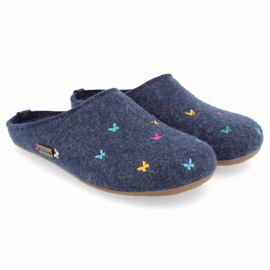 Chaussons à semelle souple Haflinger Farfalline Homme Bleu | TXQ6452NY