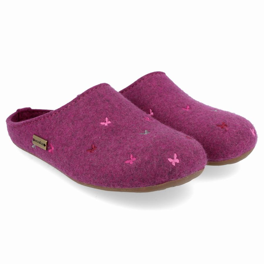 Chaussons à semelle souple Haflinger Farfalline Homme Violette | YFP6947GR