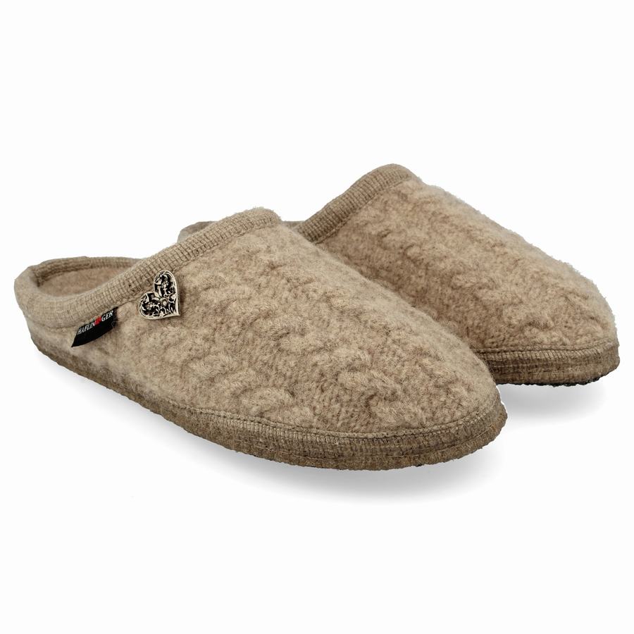 Chaussons à semelle souple Haflinger Herzerl Femme Beige | EQS1734SF