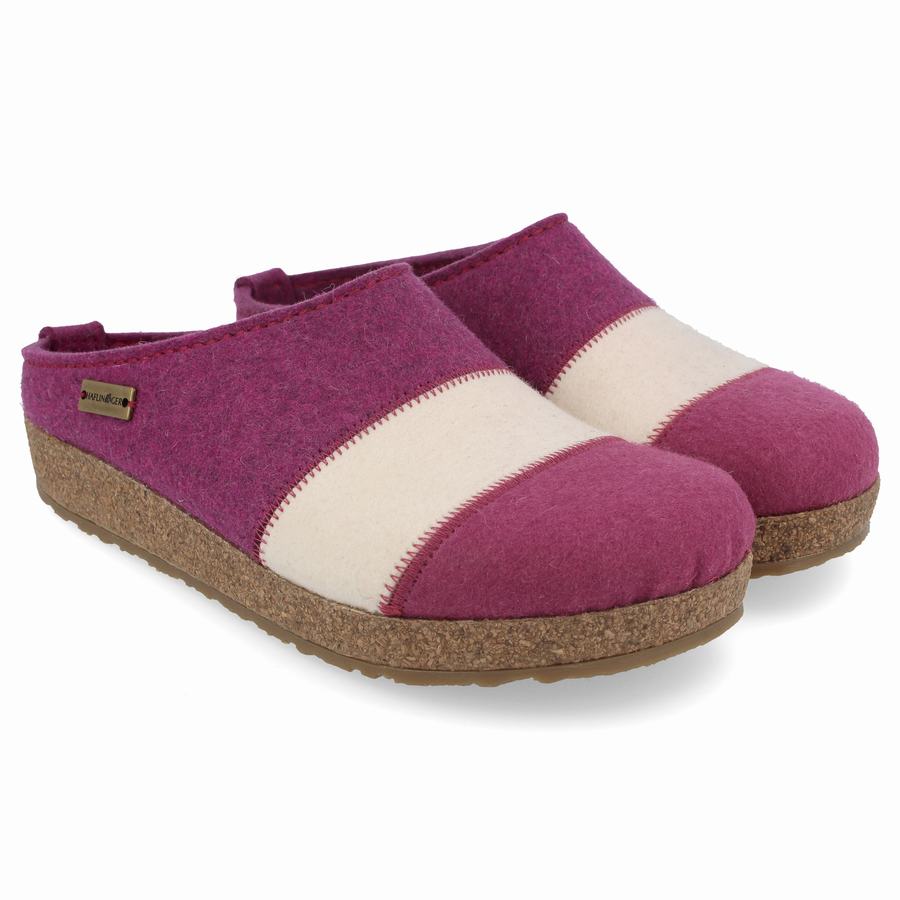 Sabots Haflinger Lines Femme Violette Blanche | GTE5562BK