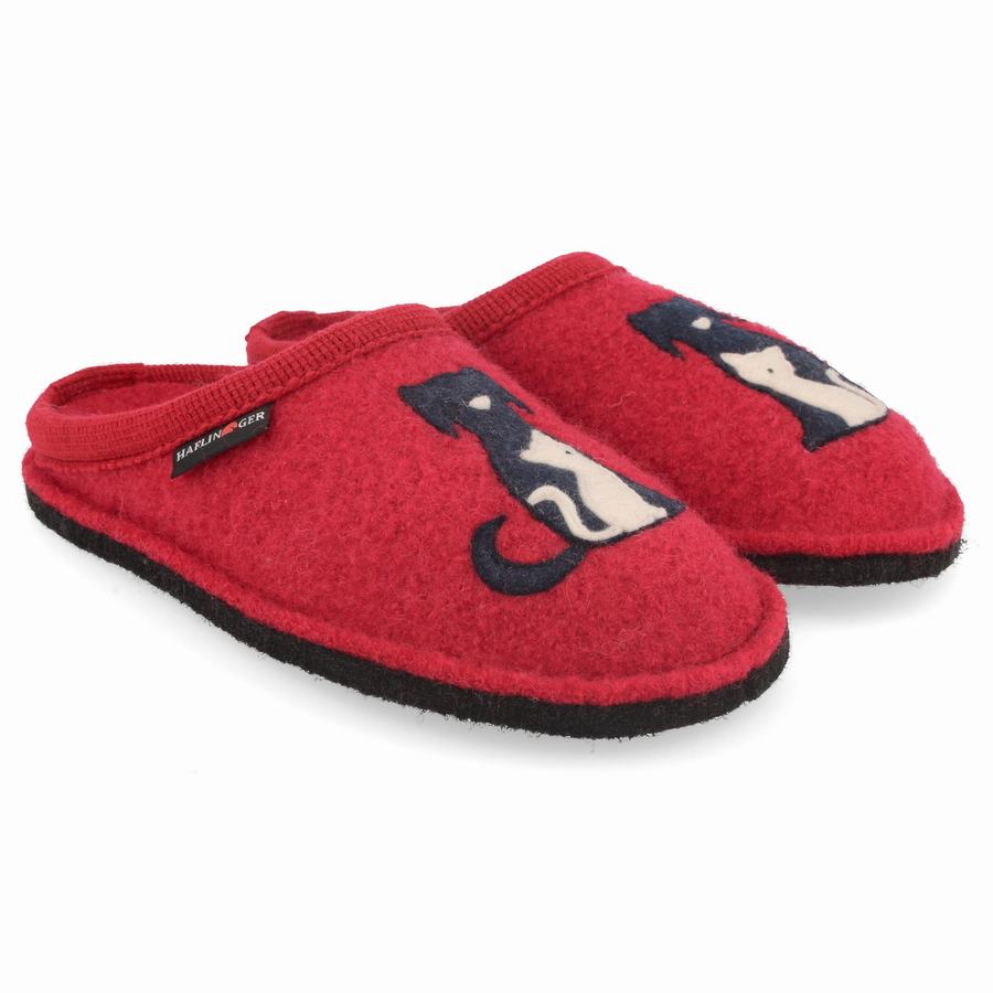 Chaussons Novelty Haflinger Canegatto Femme Rouge | FFJ8565OX