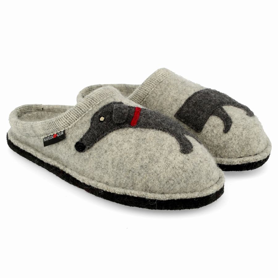 Chaussons Novelty Haflinger Doggy Homme Argent Grise | YQZ341TG