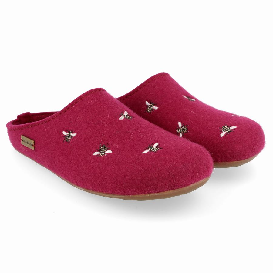 Chaussons à semelle souple Haflinger Api Femme Rose Rouge | AKA3234AO