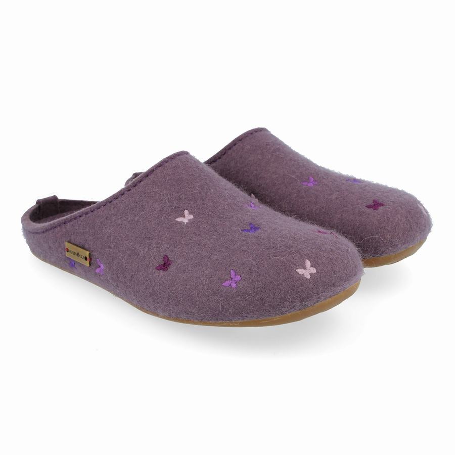 Chaussons à semelle souple Haflinger Farfalline Homme Violette | AMC2144PR