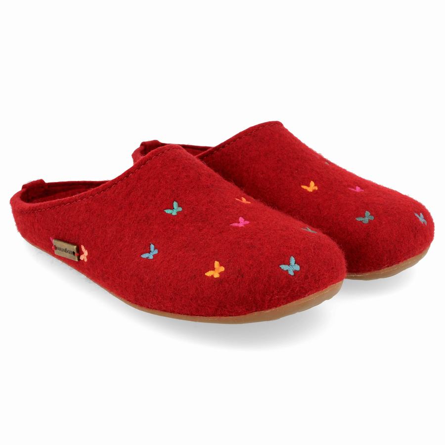 Chaussons à semelle souple Haflinger Farfalline Homme Rouge | HYN7392FR