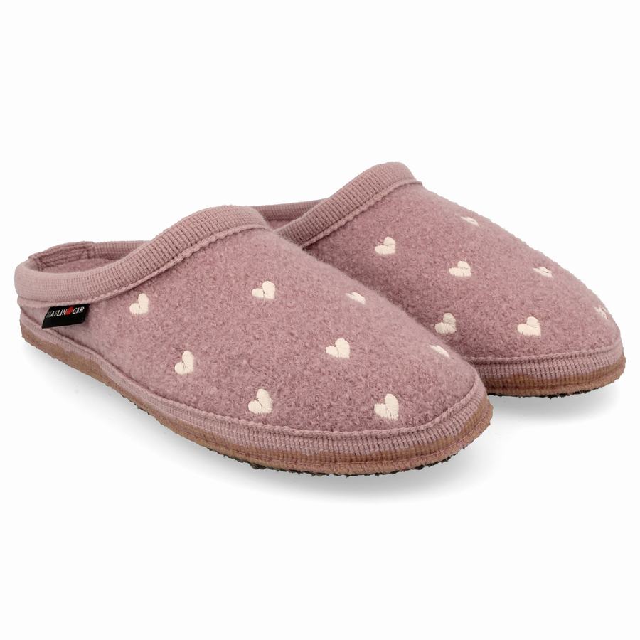 Chaussons à semelle souple Haflinger Hearts Femme Rose | IQM6955AP