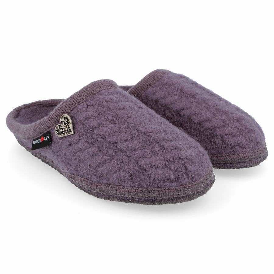 Chaussons à semelle souple Haflinger Herzerl Femme Violette | AMJ3576BU