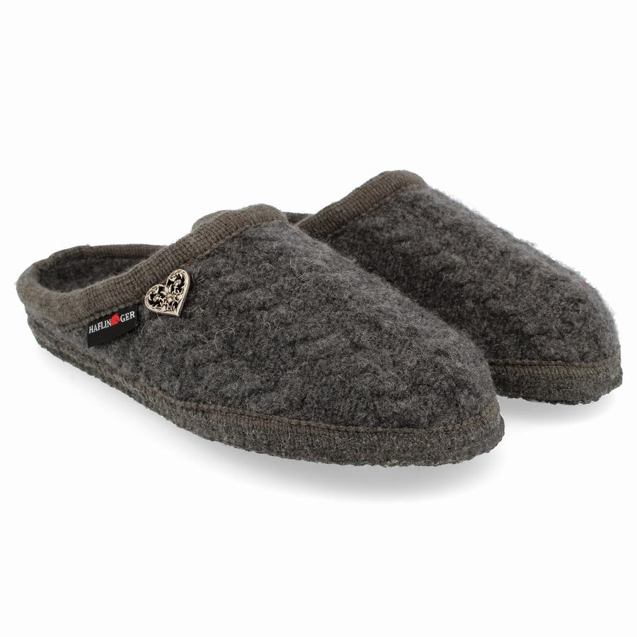 Chaussons à semelle souple Haflinger Herzerl Femme Grise | XBA969NQ