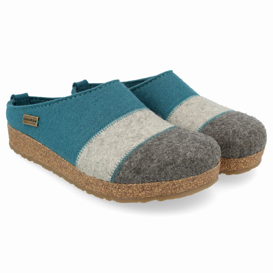 Sabots Haflinger Lines Femme Turquoise | JUR1824OR